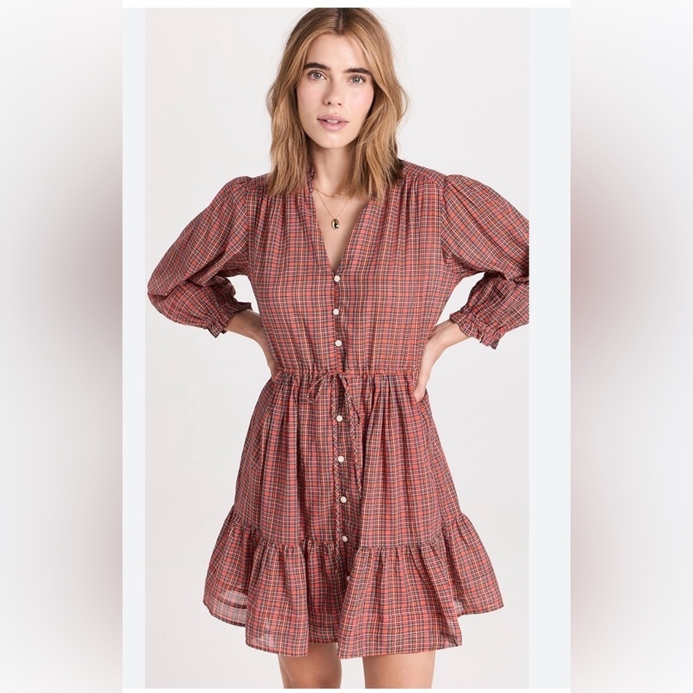 Birds of Paradis  Trovata red plaid dress pockets L